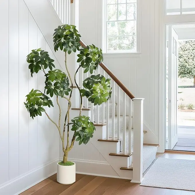 Arbre artificiel en forme de parapluie 150-210 cm, plantes artificielles de grande taille réalistes avec tronc, arbre artificiel pour salon, chambre, bureau, jardin