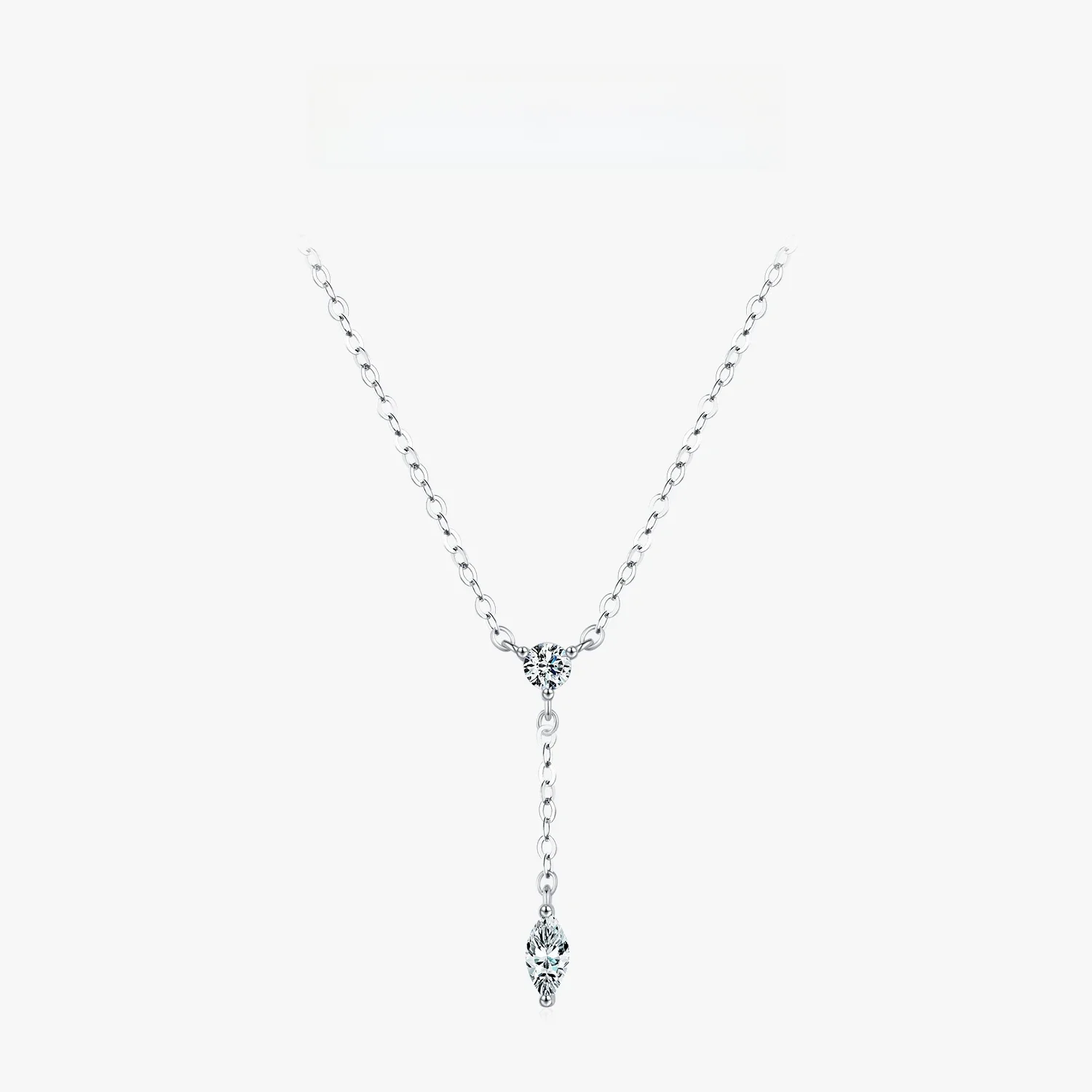 MODIAN 925 Sterling Silver Dainty Y Shape Round & Rhombic Fashion Wisiorek Naszyjnik Dla Kobiet Łańcuch Naszyjnik Modna Biżuteria Prezent — zdjęcie 2