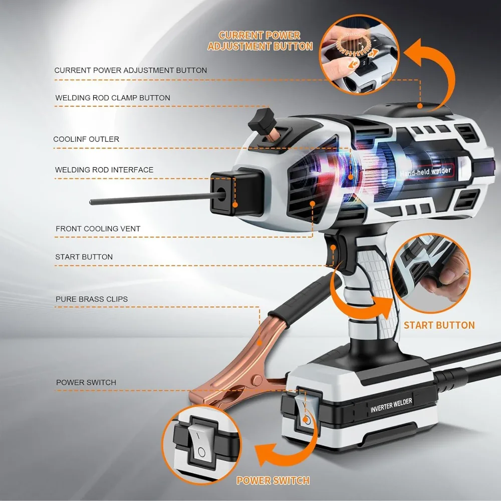 110V グレー電気溶接機ハンドヘルド、4600W ミニ家庭用溶接機ツール、IGBT インバーター、ポータブル手動溶接家庭用溶接
