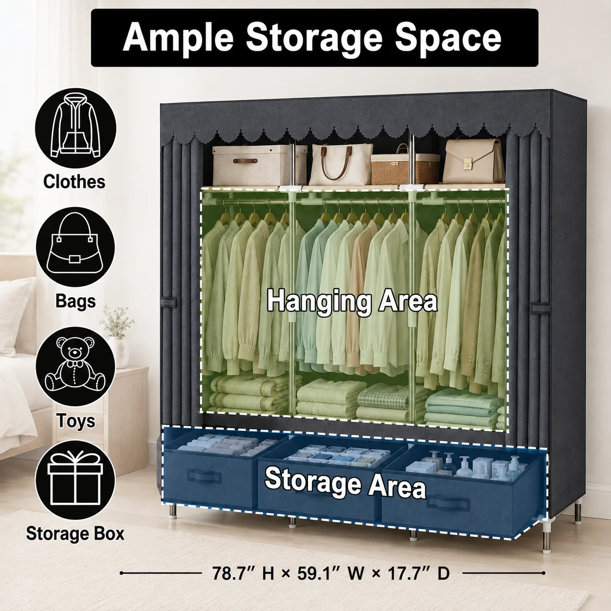 خزانة ملابس متعددة الاستخدامات - مراجعة Wardrobe Closet Portable Fabric Cover وسعره
