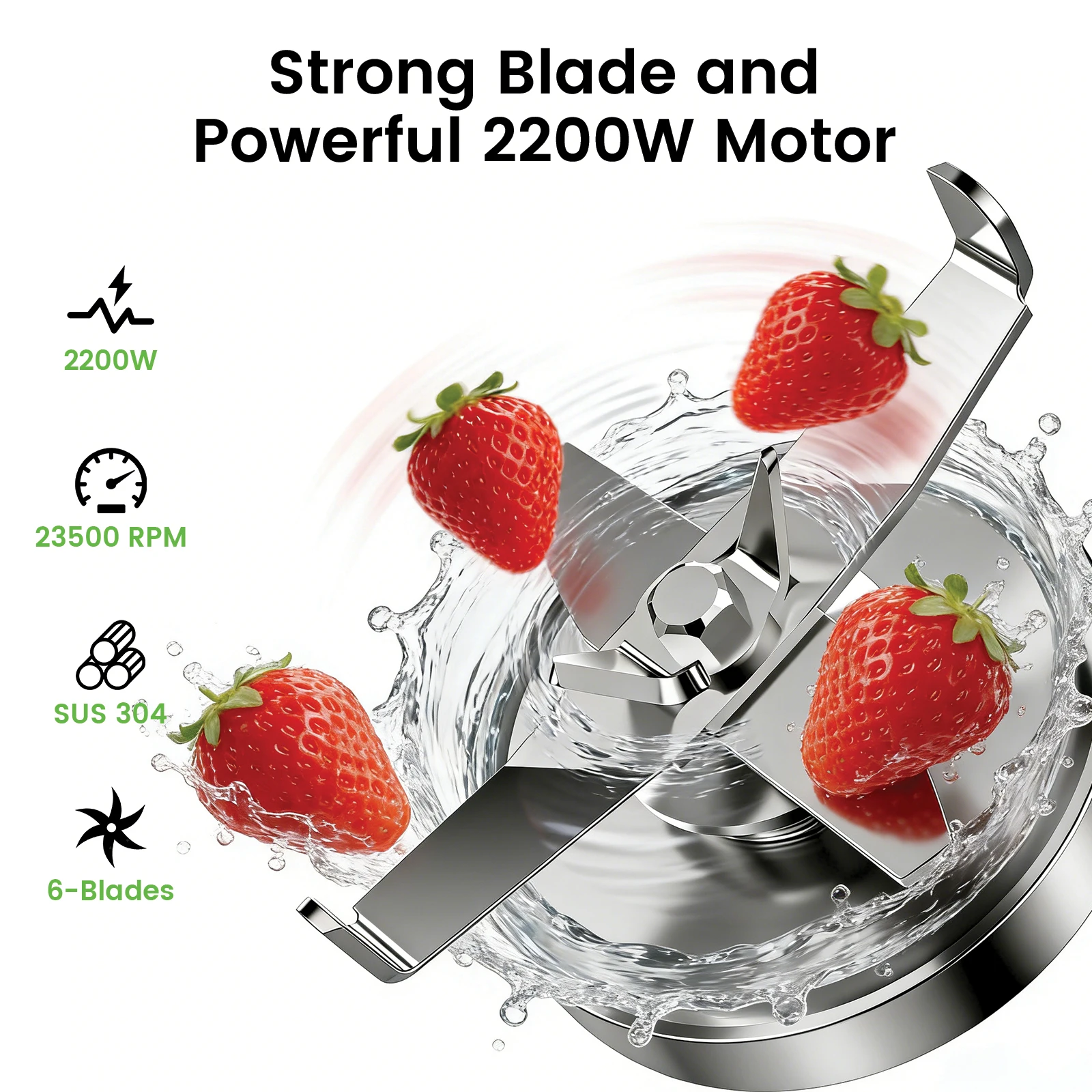 68oz Commercial Blender with Quiet Shield 2200W 6 in 1 Countertop Food Processor Easy Cleaning, for Juice, Ice Shakes, Smoothies