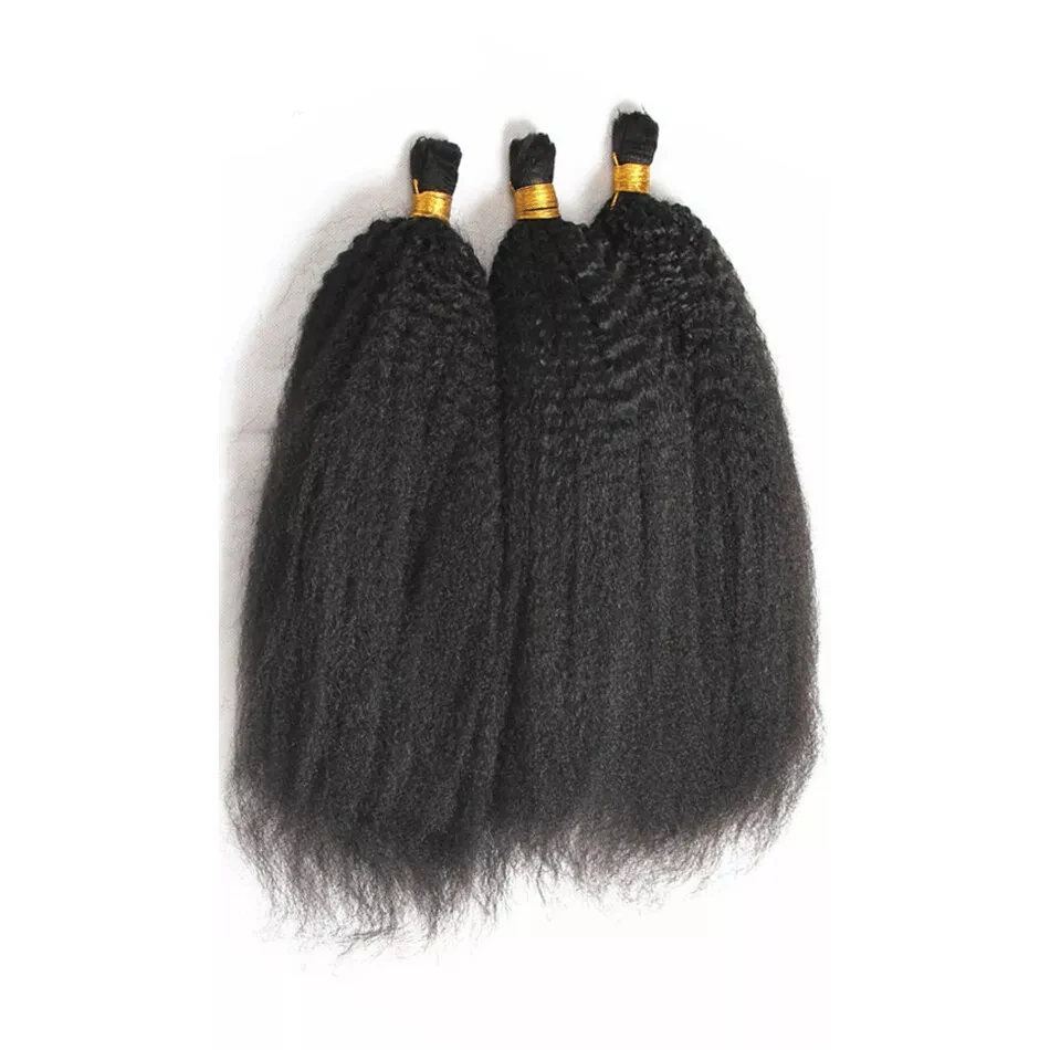 Extensions de Cheveux Crépus Lisses pour Tressage, 100% Vrais Cheveux Humains, Sans Trame, 100G, 150G, Document Naturel