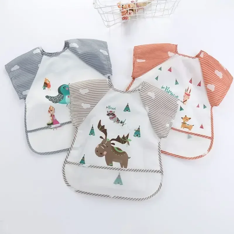 Vêtements de rot imperméables pour garçons et filles de 0 à 3 ans, Smock d'alimentation, tablier d'art sans manches avec dessin animé, Smock Animal, bavoir doux pour bébé