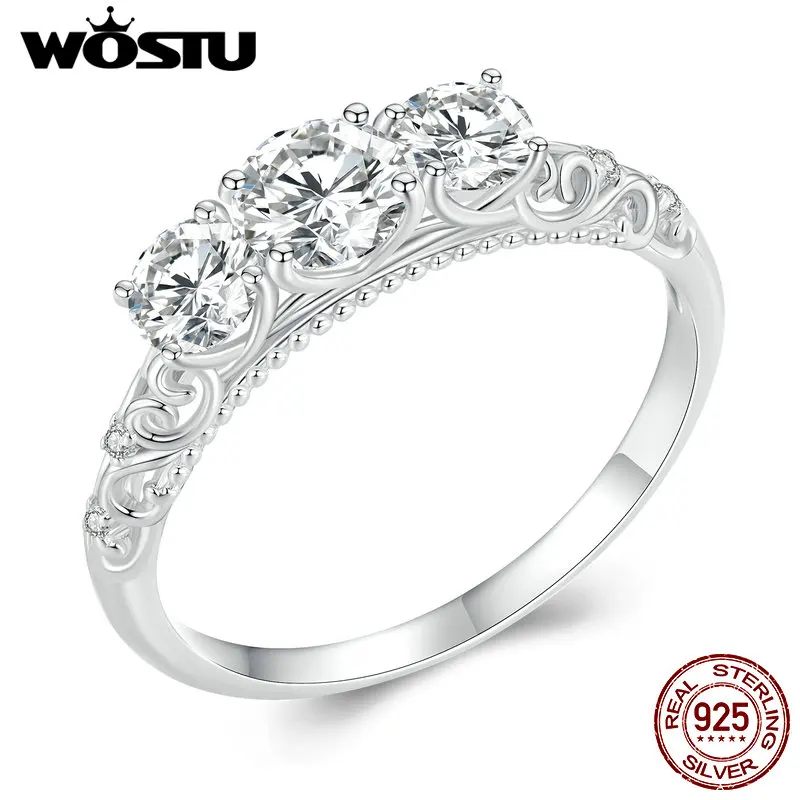 WOSTU 1.1CT Moissanite Ring 925 Sterling Silver Zircon Setting Elegant Jewelry for Women Engagement Anniversary Wedding Gift