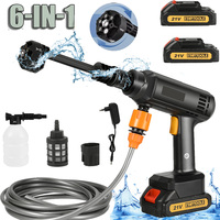 60Bar 30000RPM Brushless Electric Water Gun 6-in-1 Nozzles Car Cleaning Garden Watering Suit for 21V 18V Battery Spray Gun