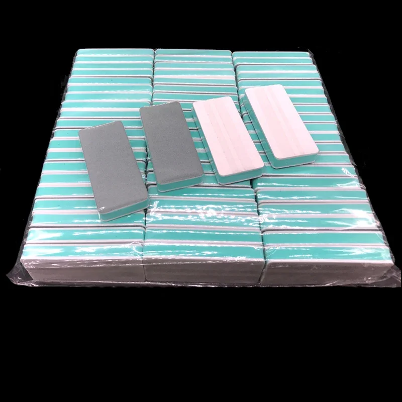 50 sztuk zielony bufor do paznokci pilnik gąbka do paznokci Shiner 600/3000 akrylowe bloki buforowe do polerowania Pedicure Manicure narzędzia DIY Salon kobiety — zdjęcie 2
