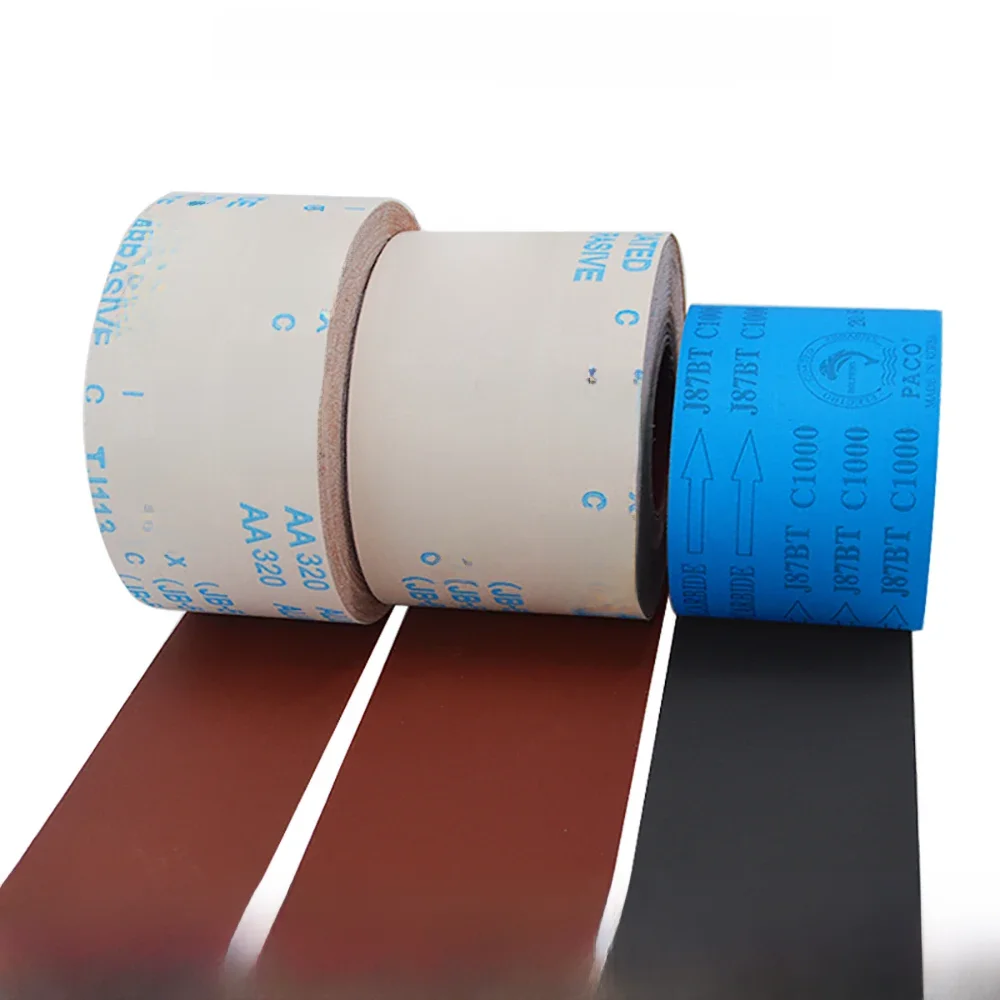 Rouleau de papier de verre, 1/2/5M, 4 pouces, 100mm de largeur, tissu émeri, feuilles abrasives de ponçage, grain 80 120 150 180 240 400 600 800 1000
