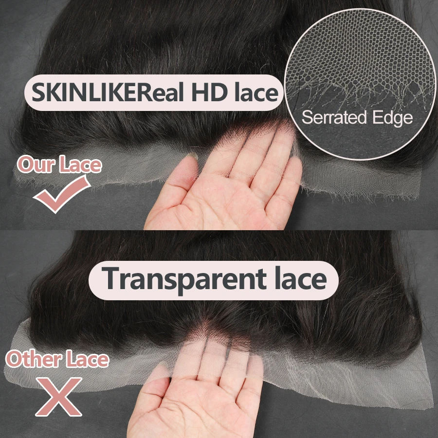 Skinlike 13x6 HD Lace Frontal Only Pre plucked HD Transparent Lace Straight 6x6 5x5 HD Lace Closure Only Brazilian Human Hair