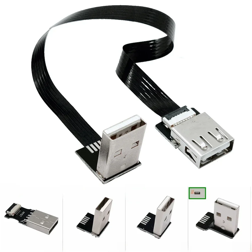 Kabel USB z kątowym złączem USB typu A, standardowy męski na męski/żeński, FFC FPV, płaski, cienki, elastyczny kabel FPC, długości 5 cm-100 cm, 10 cm, 20 cm, 30 cm, 40 cm. — zdjęcie produktu 7