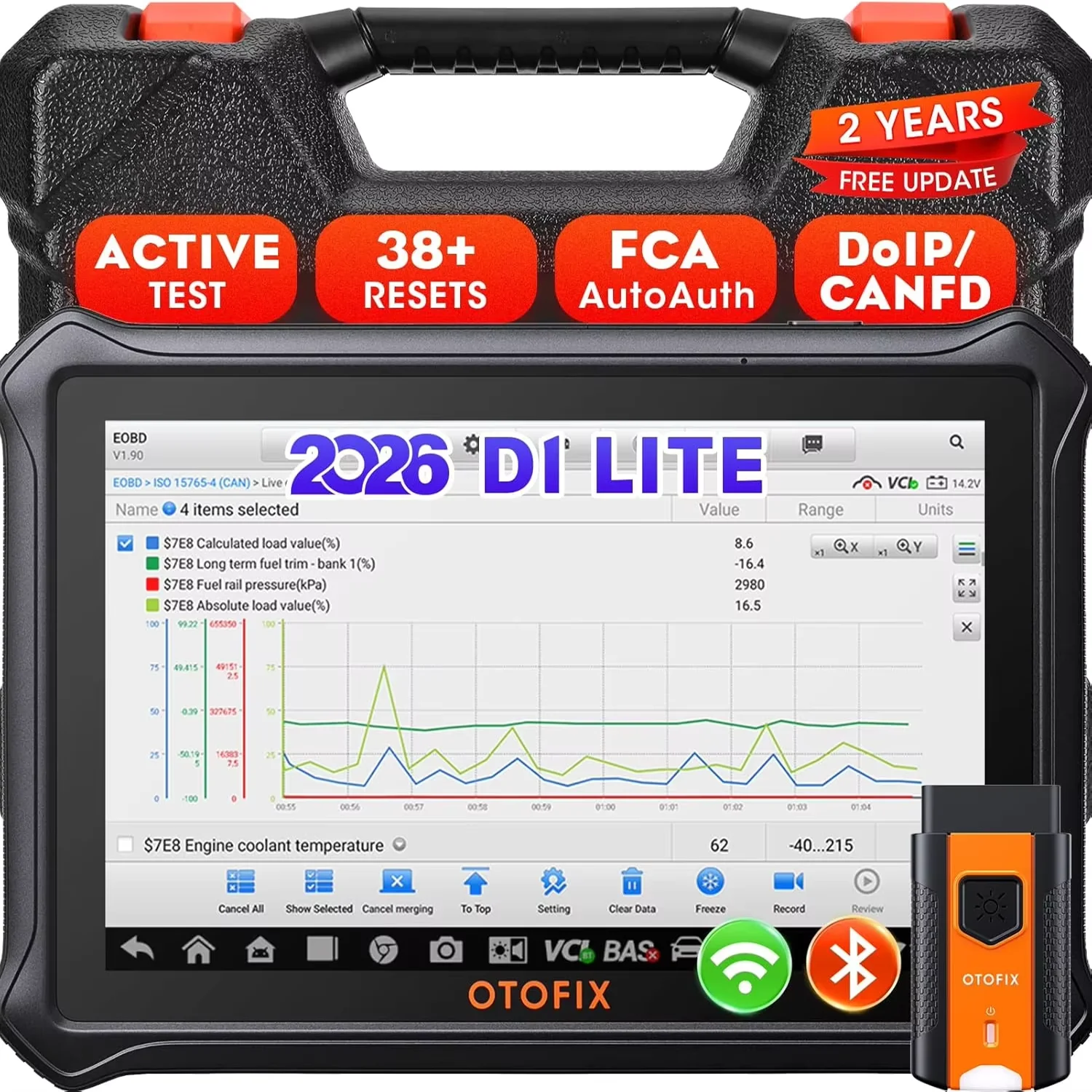 OTOFIX D1 LITE OBD2 Scanner, outil de diagnostic automobile, outil de scan Bluetooth, diagnostic CAN FD pour toutes les voitures, mise à jour pendant 2 ans