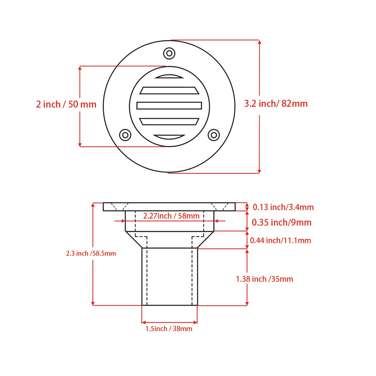 1.5 Inch 38mm Marine Grade 316 Stainless Steel Boat Floor Deck Drain for Boat Yacht Deck Drainage Hardware Rowing Accessories
