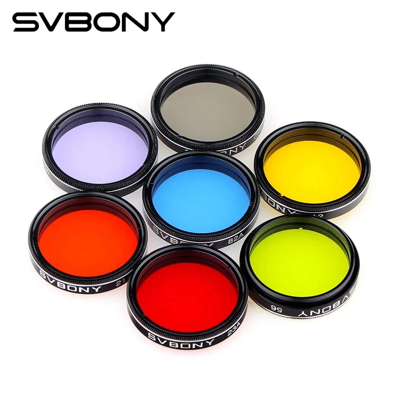 SVBONY-Kit Filtro para Melhorar a Visão Lunar e Planetária, Lua, CPL, 5 Cores, Reduz a Poluição Luminosa, SV155, 1.25"