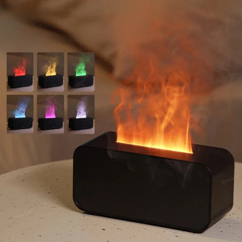 Humidificateur d'air à flamme colorée, diffuseur d'arômes, peut ajouter des huiles essentielles, réglage de la synchronisation, brumisateur frais à ultrasons