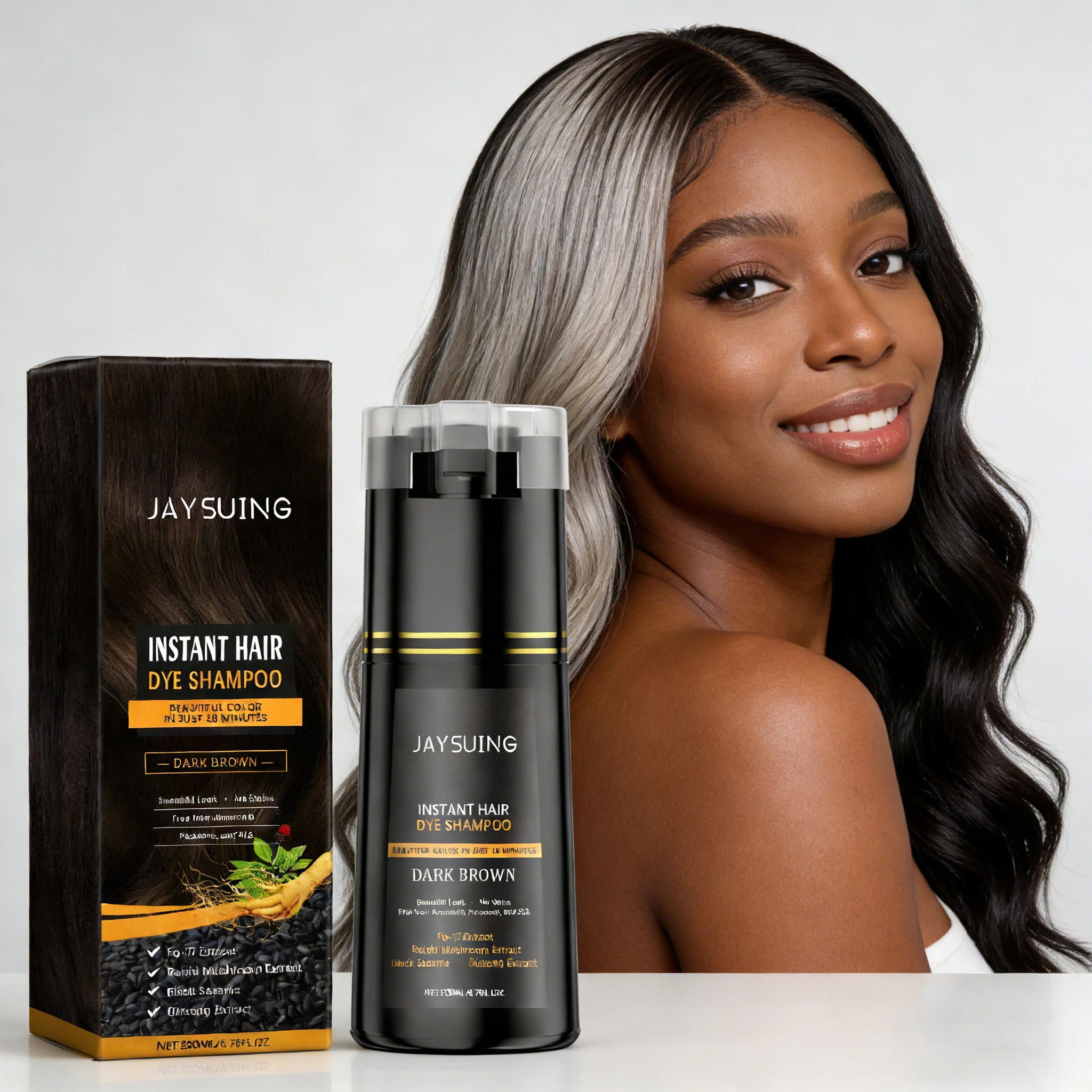 

Шампунь-краска для волос JAYSUING для женщин и мужчин, натуральный набор для окрашивания волос, полуперманентная краска для волос, черный, коричневый, светло-коричневый