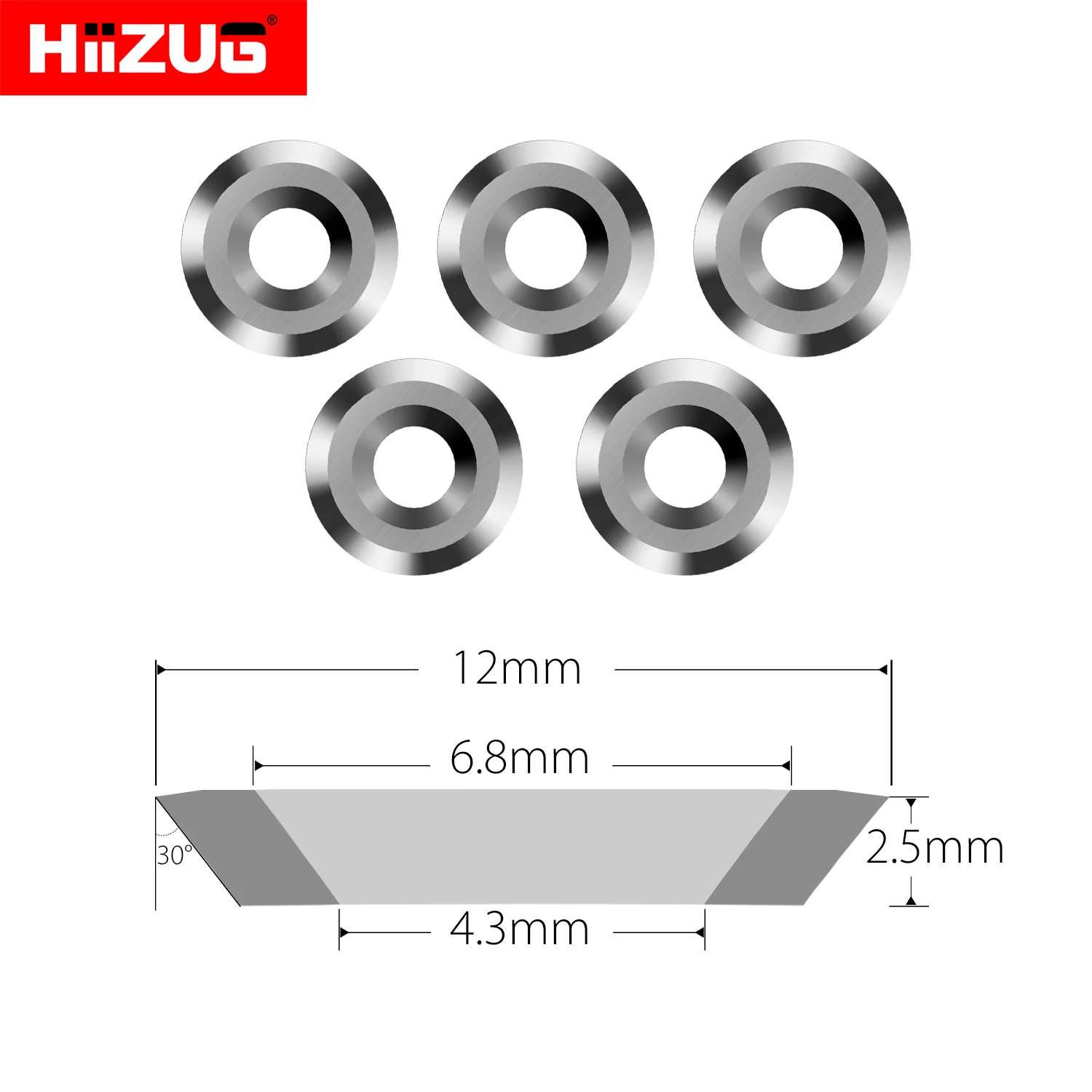 12mmx2.5mm Round Carbide Inserts Cutter 5pcs Negative Angle Carbide Cutters Blades for Wood Turning Lathe Tool Finisher Hollower