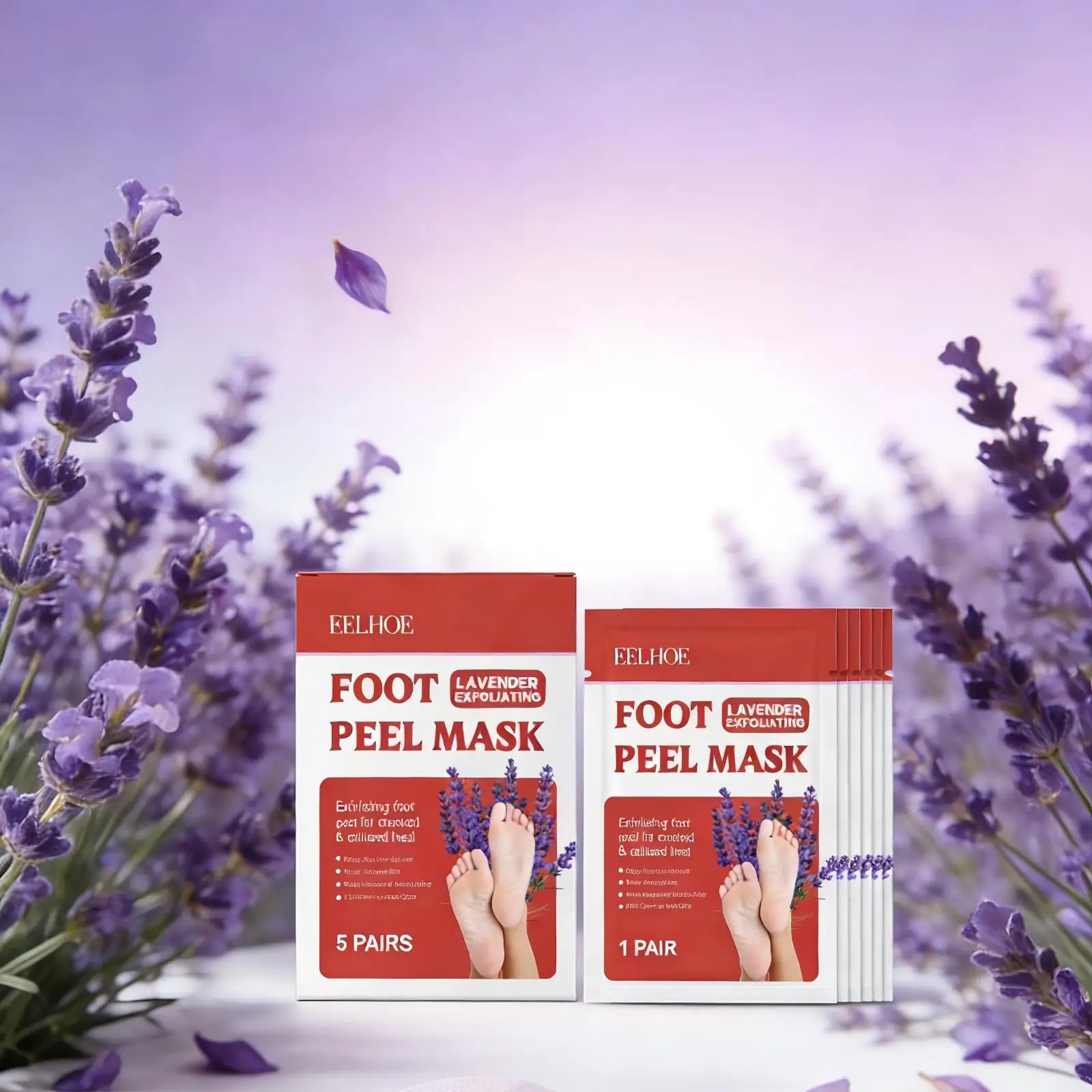 

Lavender Foot Peel Mask for Dry Cracked Feet Care Dead Skin Remover Exfoliating Feet Soft Urea Salicylic Acid Peeling Foot Mask