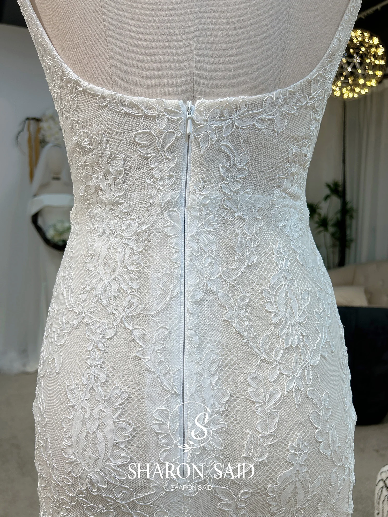 Sharon Said Romantic Mermaid Off White Lace Wedding Dress 2025 Elegant Square Collar Corset Princess Bride Gown AM018 Customized