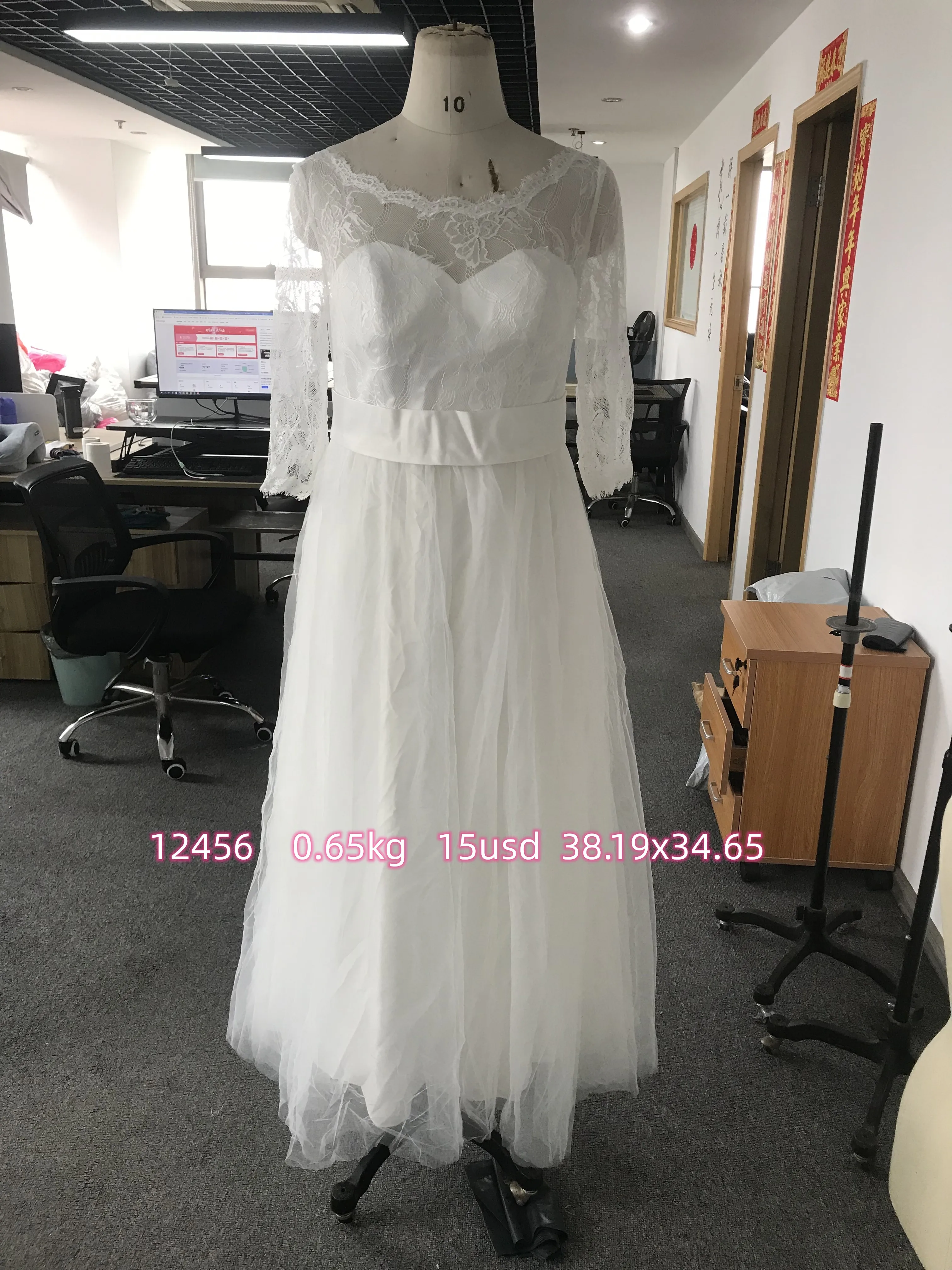 CloverBridal-vestidos de novia de manga larga para mujer, vestido de novia corto de satén, corte en A, talla grande, 2022, 1164