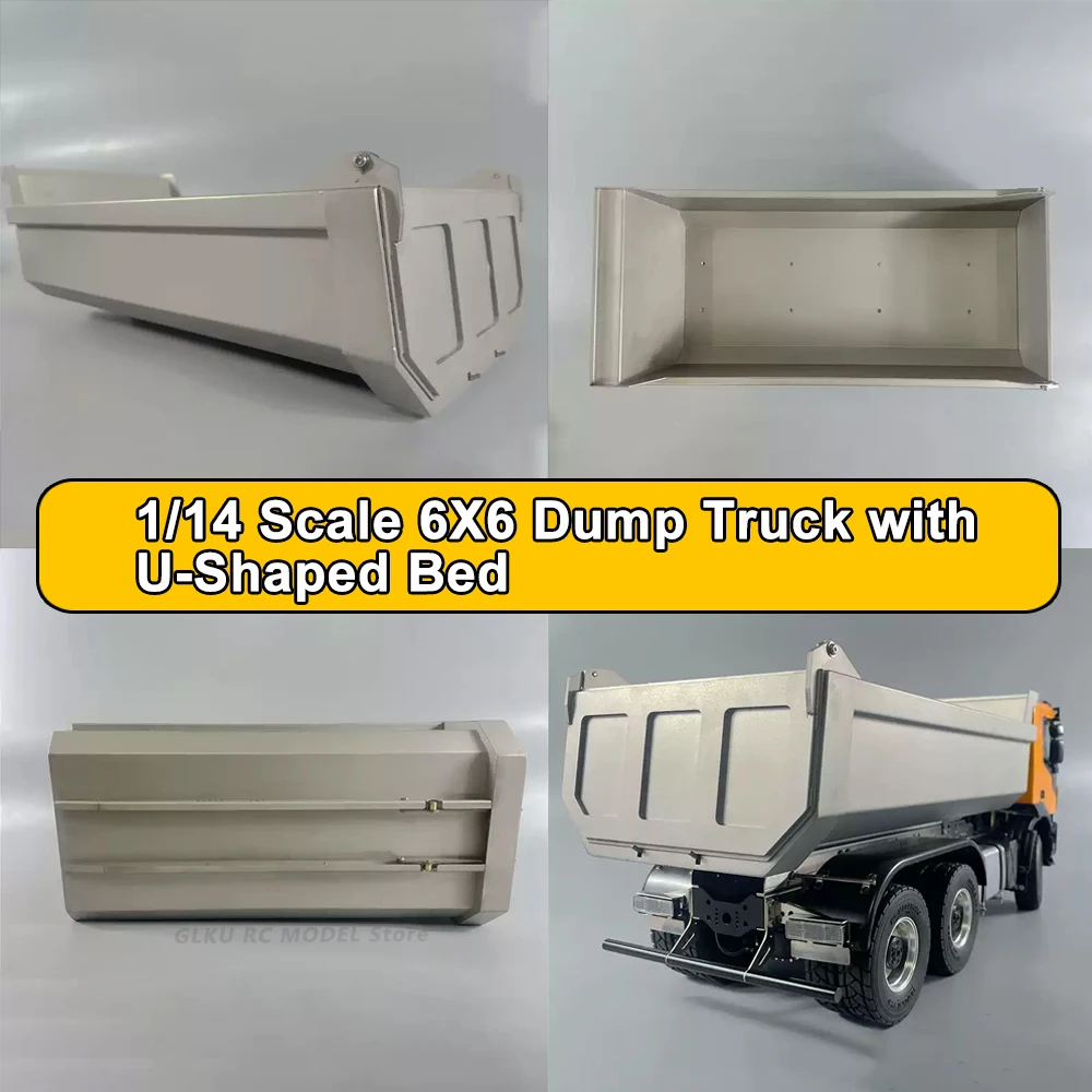 1/14 Dump Truck 6X6 Stainless Steel Sandblasted Euro Truck U-Bucket MD UD-0002 For 1/14 Tamiya LESU Dump Truck Model Toy