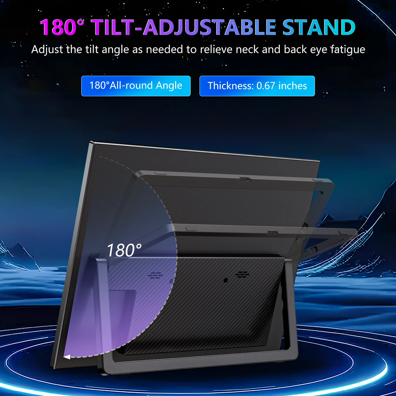 WUAWE 14 inch Portable Monitor FHD IPS Screen Dual USB-C HDMI Adjustable Stand Plug&Play for Laptop PS5 Switch Xbox Work Travel