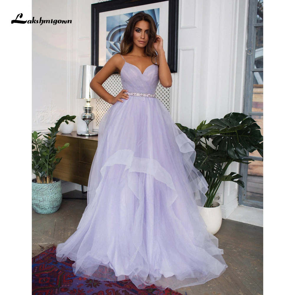 Lakshmigown Sexy Sweetheart Collar Spaghetti Straps Sashes Pleat Organza Purple A Line Wedding Dress Prom Bridal Gowns vestidos