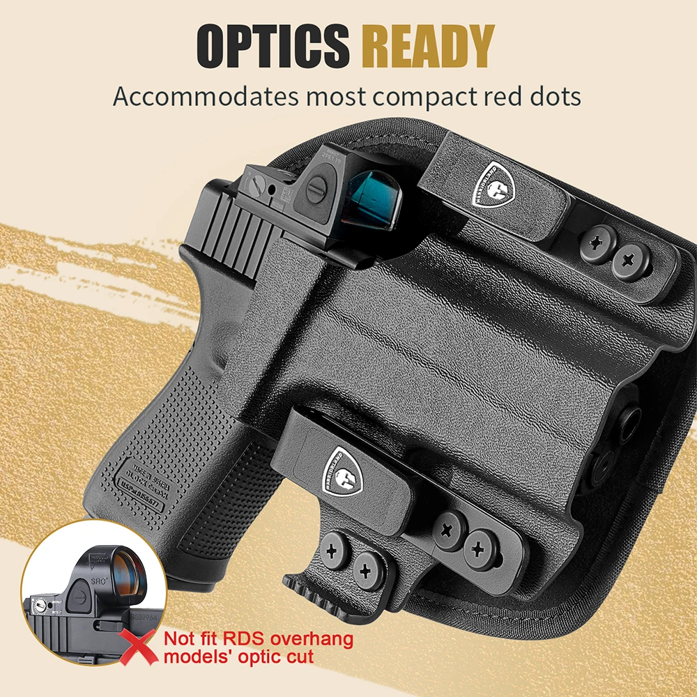 Universal Hybrid Kydex & Long Nylon Holster,IWB,Fit Glock 17/19/19X,Jericho 941F,SAR9,CZ P-07,P09,P-10C,CZ75,and More,Right Hand view 3