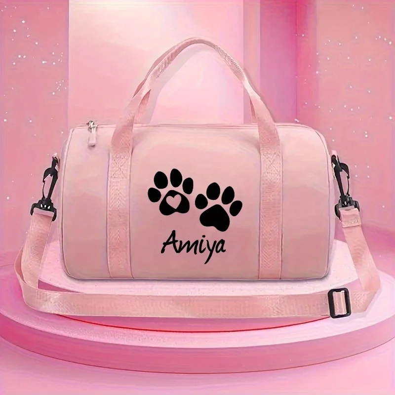 1pc Customizable Lightweight Large Capacity,High-Quality Pet Theme Cute Love Paw Print Creative Print Crossbody Bag Shoulder Bag