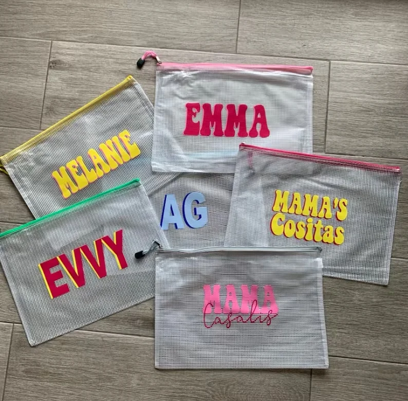 Personalized Wet Bag Monogram Name Pool Bag Custom Pouch Beach Bag Vacation Toiletry Waterproof Swimsuit Shadow Bag