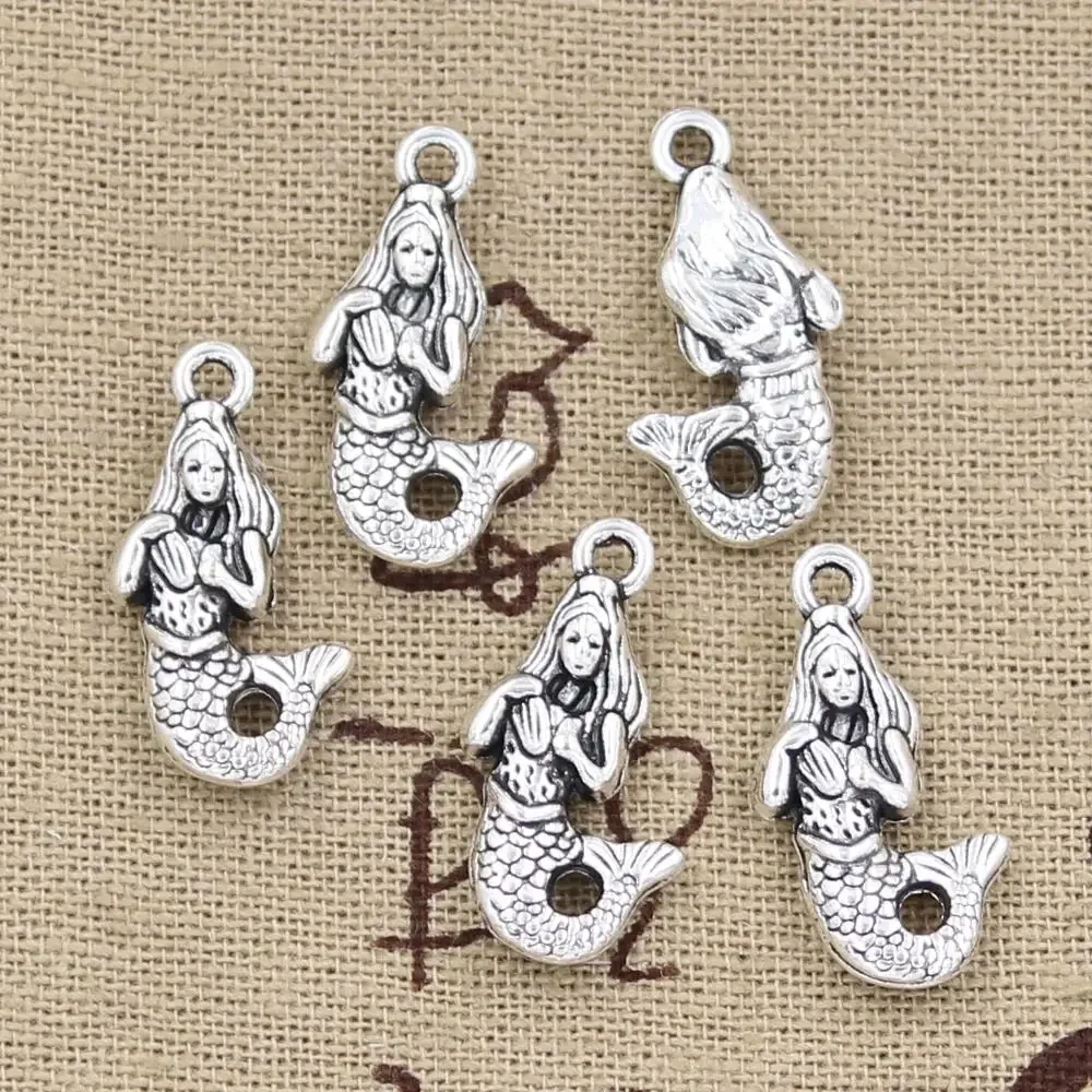 15 sztuk Charms syrenka 22x12mm antyczny brąz srebrny kolorowy platerowany zawieszki dokonywanie DIY Handmade tybetański brąz kolor srebrny biżuteria — zdjęcie 2