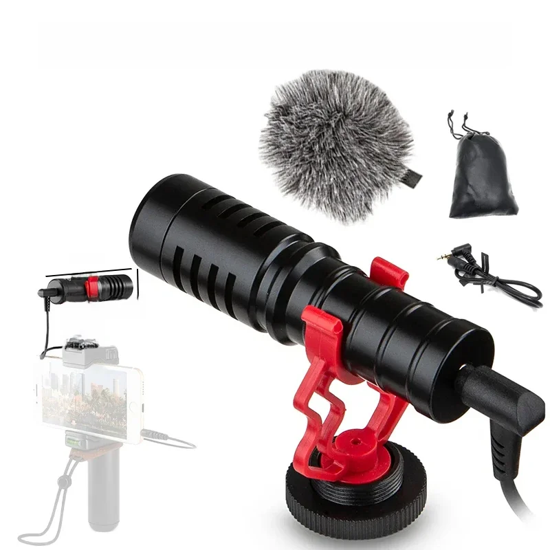 Microphone de fusil de chasse vidéo à condensateur pour entretien professionnel, avec câble Audio de 3.5mm, pour caméscope DSLR DV, iPhone, Smartphone Android