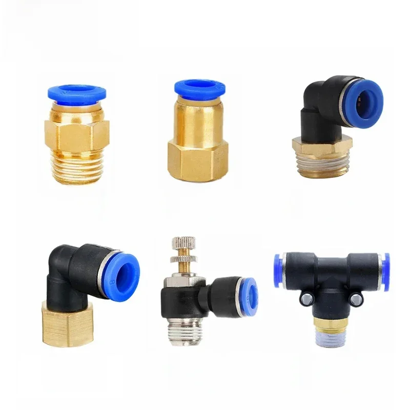 Raccord de connecteur d'air pneumatique PC/PCF/PL/PB/PLF, filetage 4/6/8/10/12mm 1/8 1/4 3/8 1/2, raccords de tubes de tuyau, connecteurs rapides