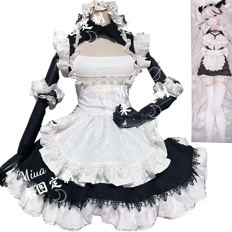 Custom Made Azur Lane Kantai Collection KMS Agir Cosplay Costume Apron Suits Maid Dress Halloween Uniform Women Anime Outfits