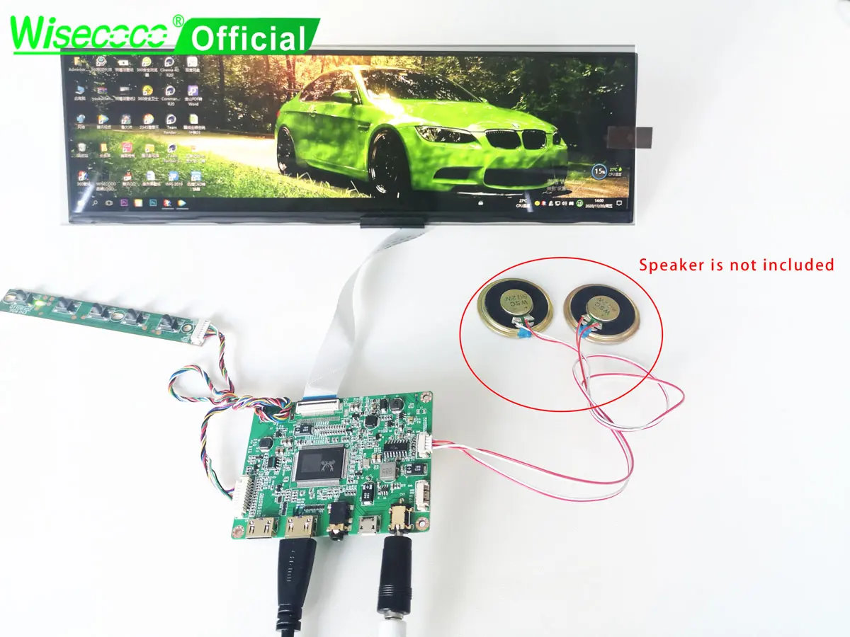 

Wisecoco 12.6 Inch Stretch Bar Screen 1920x515 NV126B5M IPS Lcd Display Driver Board eDP Gaming Screen For Raspberry Pi 4B