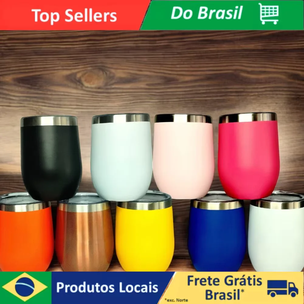 Copo Térmico Inox 350mL – Cuia com Tampa Acrílica Fosca em Diversas Cores