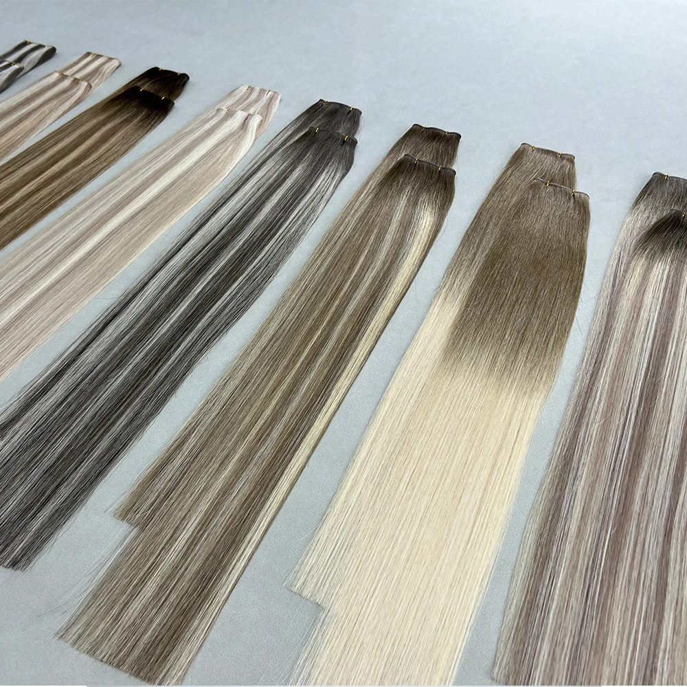 وصلات شعر بشري عبقرية لحمة 100% شعر بشري حقيقي طبيعي 18-24 بوصة حزم تسليط الضوء على البرازيلي الأصلي شعر بشري #6