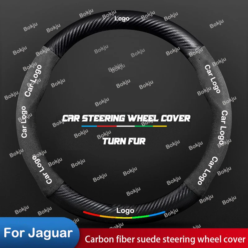 Car Steering Wheel Cover Turning Fur For Jaguar Series E-PACE F-PACE F-TYPE XE XF XK XJR XJS XFR XJ XEL XFL SLIP Auto Accessorie