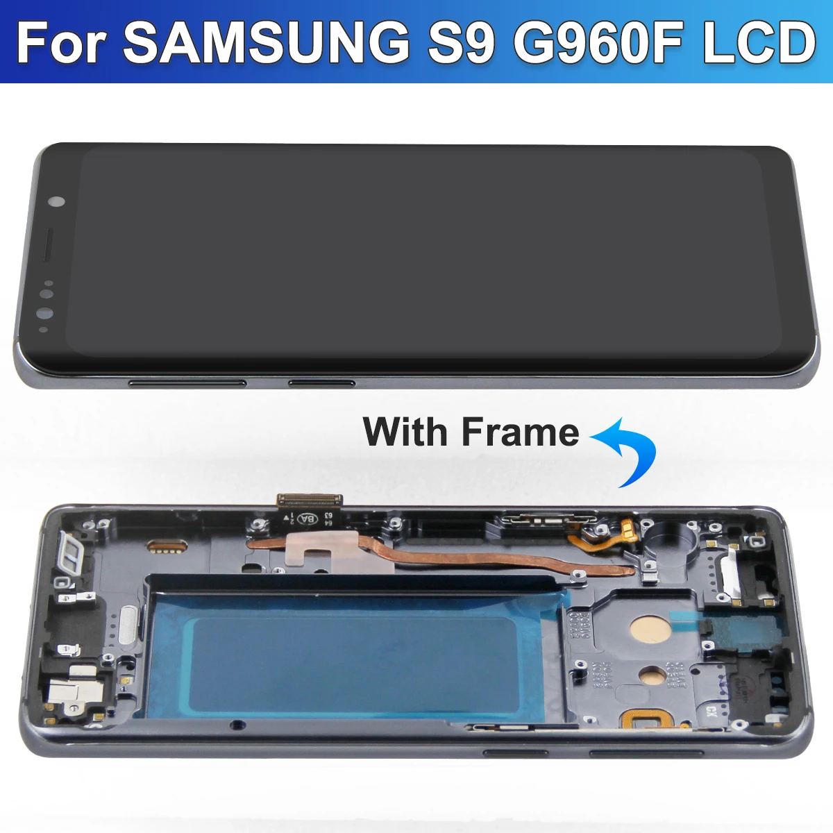 For AMOLED With Frame For Samsung S9 G960 G960F Touch Screen Digitizer LCD Display Assembly For Samsung S9 LCD