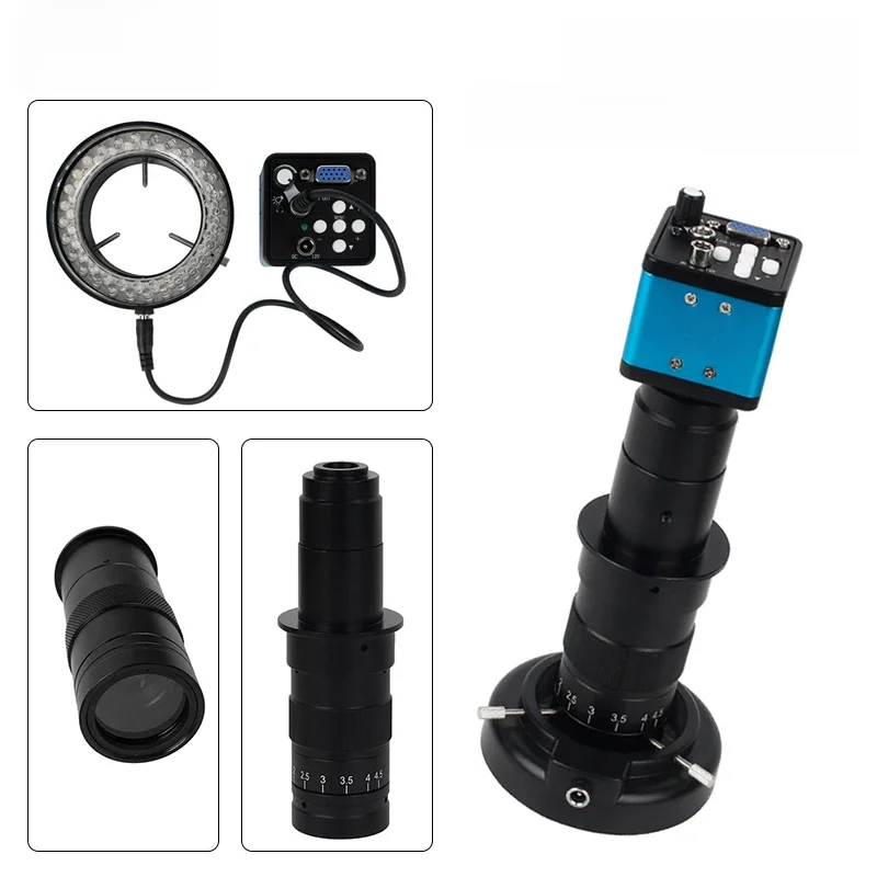13MP VGA mikroskopowa kamera cyfrowa elektroniczna kamera przemysłowa HD + 130/180X regulowany obiektyw mikroskop lornetka Trinocular — zdjęcie 2