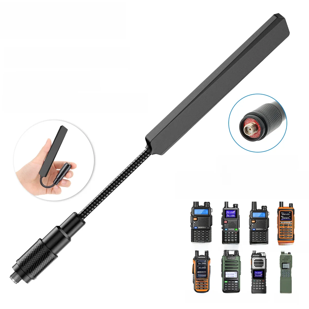 Antena taktyczna ABBREE AR-188 z giętką szyjką, SMA-Female, VHF UHF, do radiotelefonów Baofeng UV-5R MINI UV-5RH 21 PRO QUANSHEGN UV-K5 — zdjęcie 2