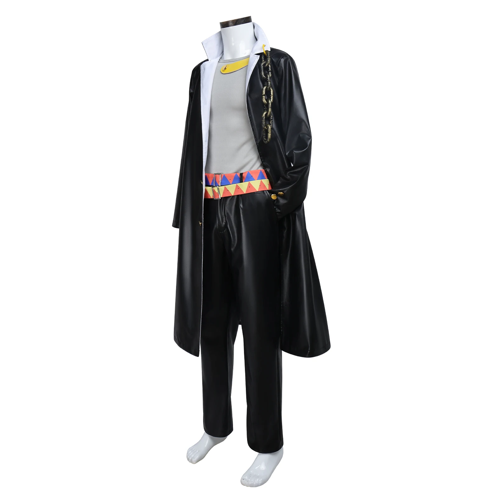 空条承太郎 コスプレ衣装 ジョジョの奇妙な冒険 スターダストクルセイダース メンズ 黒革トレンチコート 衣装