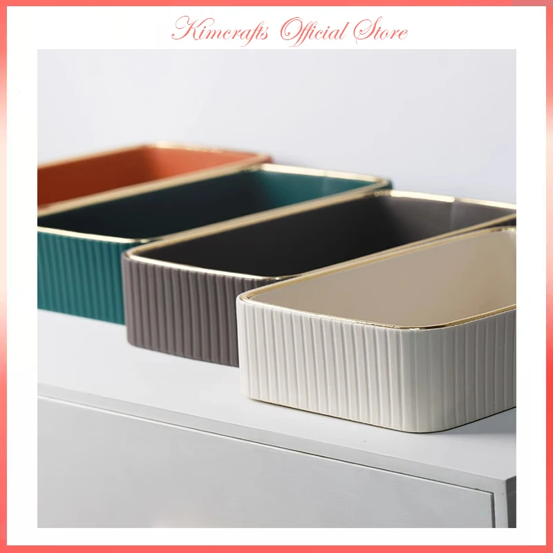 

Nordic Home Organizer Decorative Jewelry Plate Leather Perfume Tray Trinket Ring Dish Luxury Lipstick Holder Sundry Storage Tray