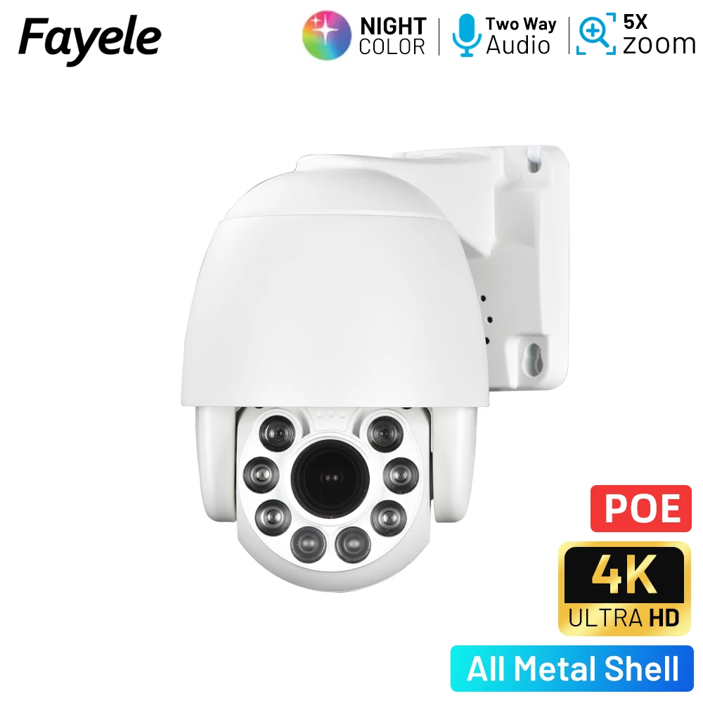 HD 4K 8MP POE PTZ Camera 5X Zoom Outdoor CCTV 2Way Audio Video Surveillance MINI Security 5MP Full Color Metal Dome IP Camera