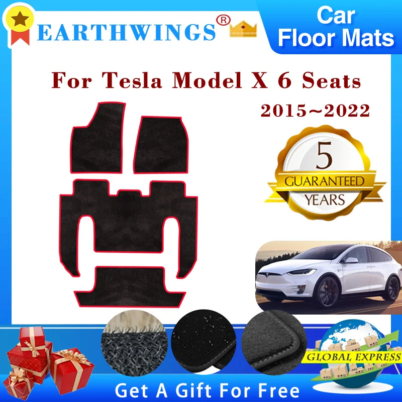 

For Tesla Model X 6 Seats 2015~2022 2016 2017 AUTO Floor Mats Panel Footpads Carpets Cover Foot Pads Car Interior Accessories