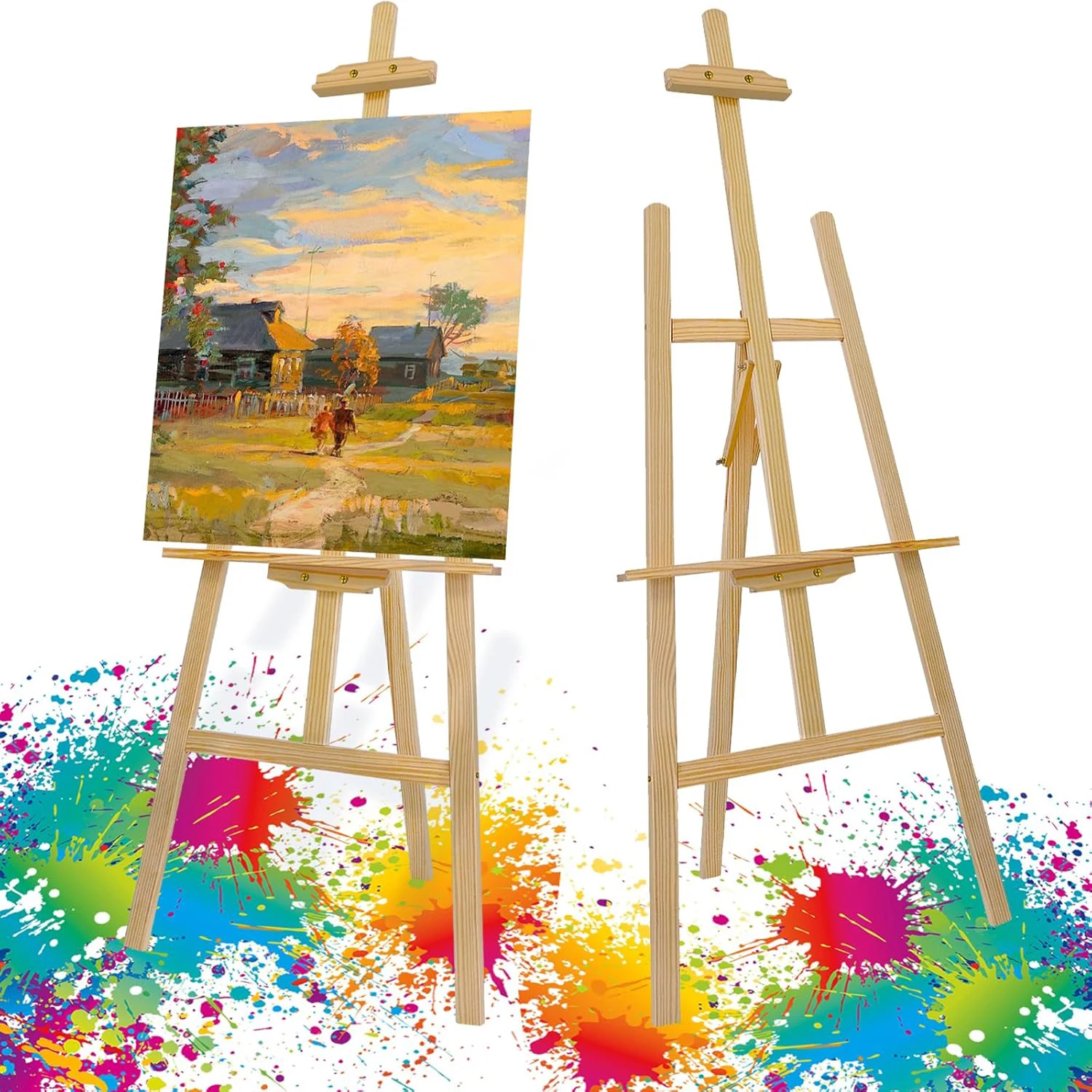 Faltbares Holzstaffelei 69 Zoll, Hochzeits-Kunststaffelei für Hochzeitsschilder, Willkommensposter-Displayständer, Leinwandrahmenständer, Kunstposter-Staffelei, Bodenstehende Zeichenstaffelei,