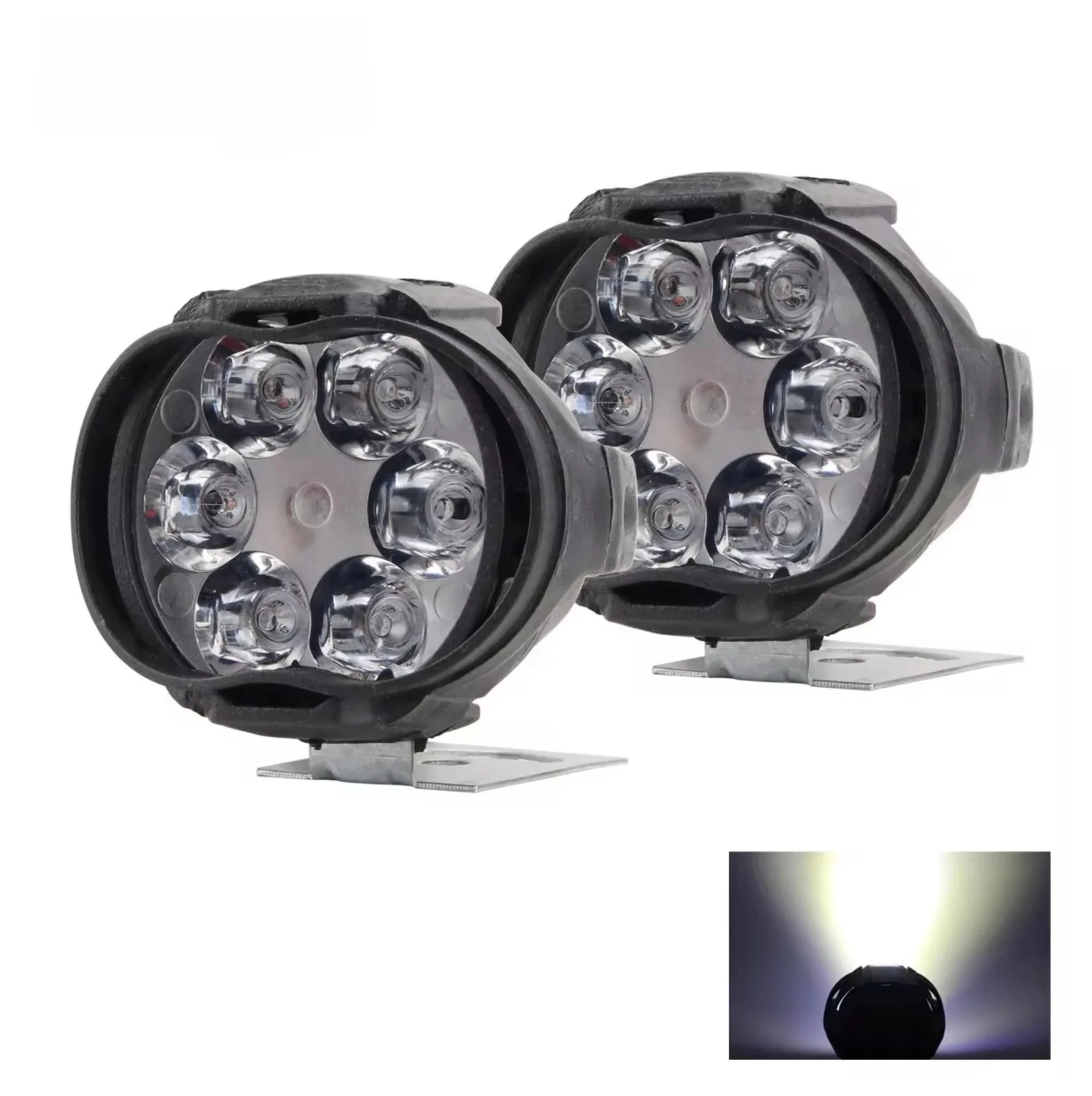 2PCS Travail Lumières 6 LED Moto Phare Spot Lumière Étanche Super Lumineux Auxiliaire Scooters Universel 12v Led Bar