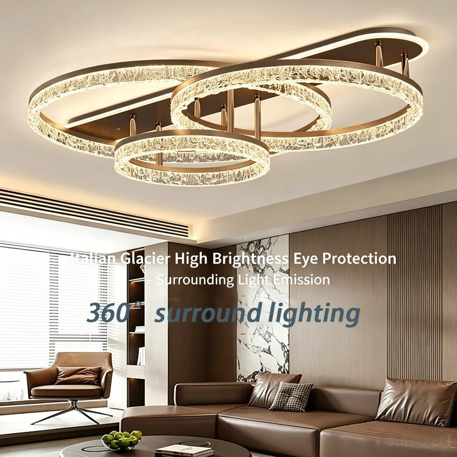 Lustre moderne en cristal, 3 couleurs, à intensité variable, luminaire suspendu rond pour salle à manger, salon, chambre à coucher