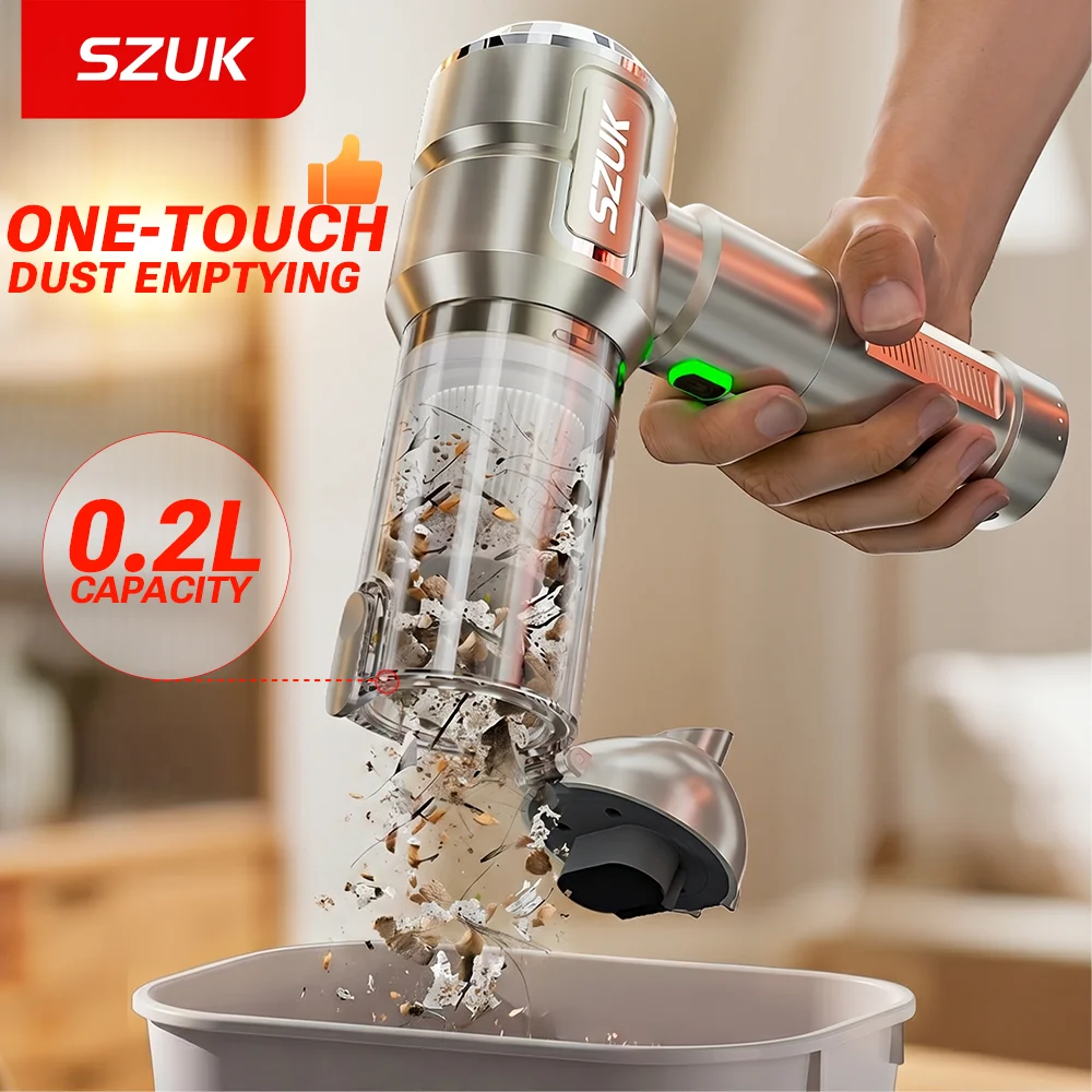 SZUK New Powerful Car Vacuum Cleaner Mini blower Handheld Cleaning Machine with LED Light Portable Wireless Vacuum Cleaner Car