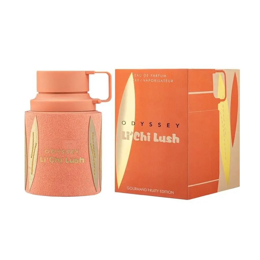 Armaf Odyssey LiChi Lush Unisex Eau De Parfum 100ml Fruity Floral Gourmand Scent Lychee Mandarin Peach Raspberry Opening Peony Orange Blossom Jasmine Heart Vanilla Caramel Amber Base for Spring Summer Daily Wear