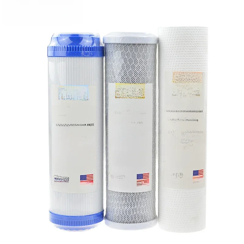 Filtre purificateur d'eau de 10 pouces, filtre à charbon actif granulaire UDF + filtre en coton PP + Purification de l'eau au charbon comprimé CTO
