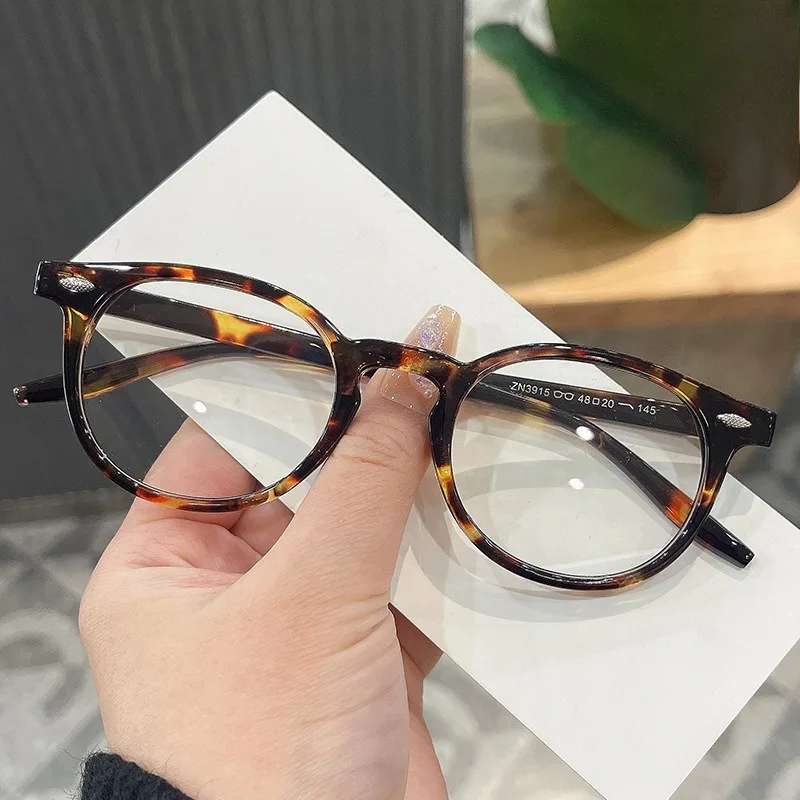 Women Anti Blue Light Glasses Vintage Round Frame Computer Eyewear Glasses Full Frame Transparent Eye Protection Eyepiece